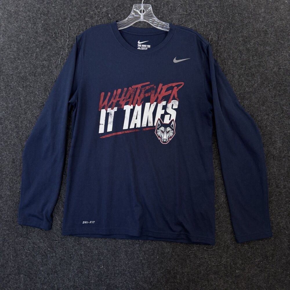 UConn Huskies Nike Shirt Mens Medium Navy Blue Dri-FIT Graphic Whatever It Takes